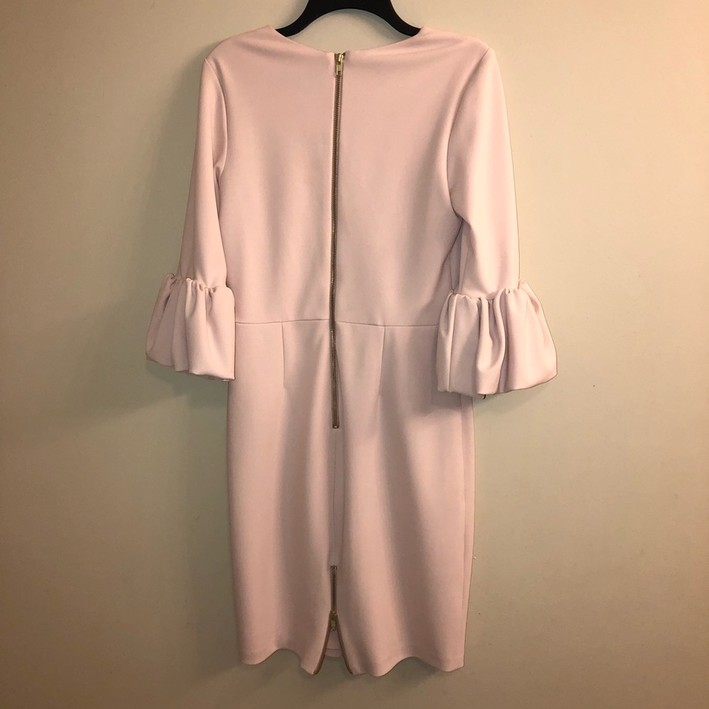 Betsy Adam pink dress bell sleeve pencil zipper 10 - Picture 5 of 9